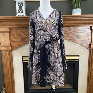 Xhilaration Boho Bell Sleeve Mini‎ Surplice Dress S